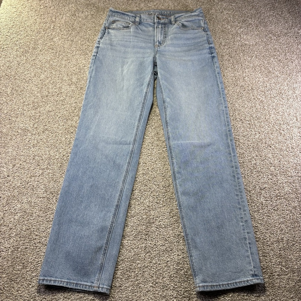 American Eagle Super High Rise Straight Jeans Womens 4 Blue Light Wash Denim